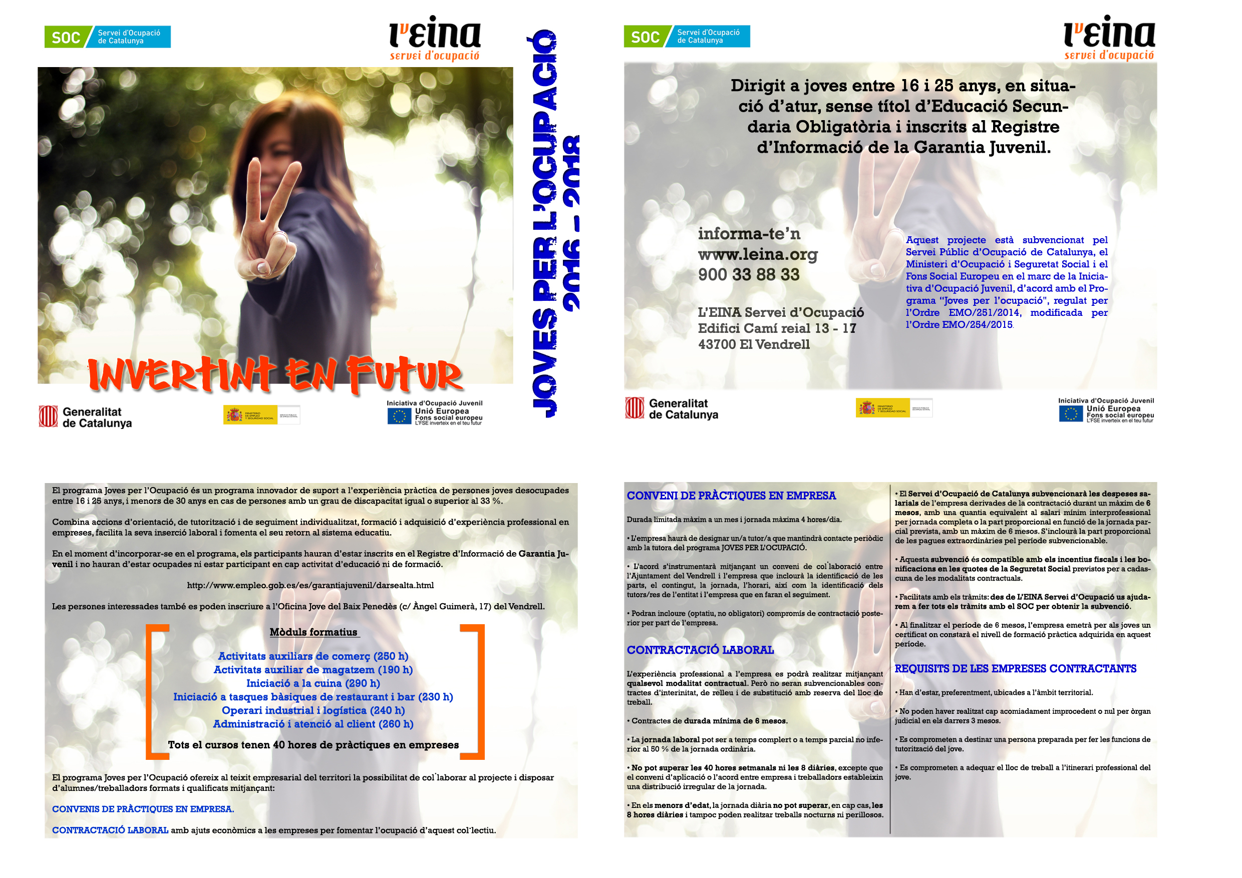 Díptic "Joves per l'ocupació"